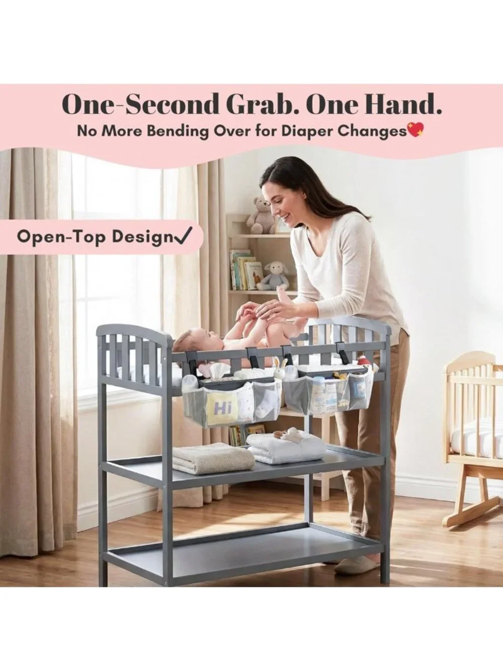 2-Pack Crib & Changing Table Diaper Organizer | Large Capacity Baby Caddy